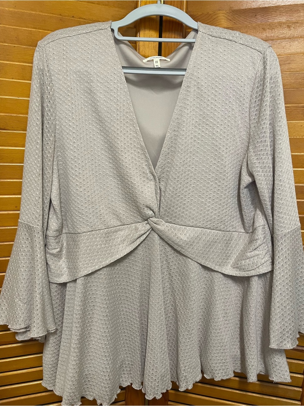 Maurices Light Taupe Twist-Front Top